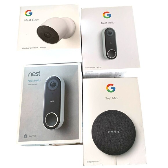 Lot 4 EMPTY Google Nest Boxes for Nest Cam, Nest Mini, 2 Nest Doorbell ALL EMPTY - Picture 1 of 5